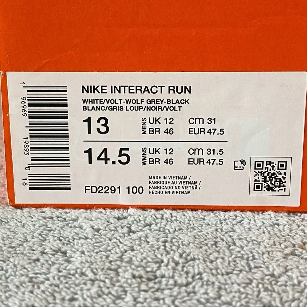 Nike Mens 13 Interact Run Running Shoes Athletic Sneaker FD2291-100 White Volt - Picture 8 of 8